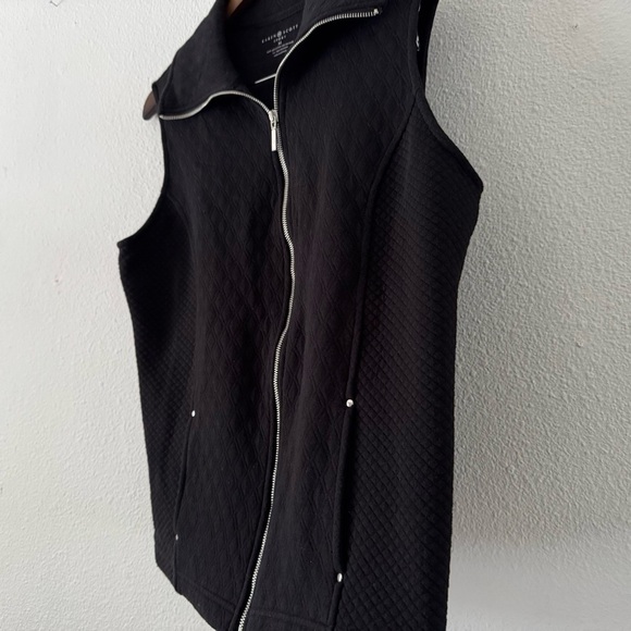 Karen Scott Quilted Vest Sport Womens Fleece Black Jacket Medium Full Zip - Picture 2 of 12